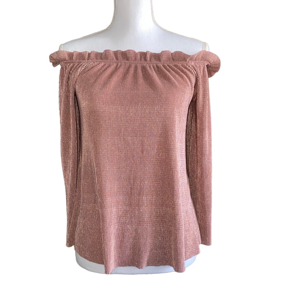 J.O.A. Los Angeles Mauve Ribbed Gauze Blouse | J.O.A. Off The Shoulder Blouse